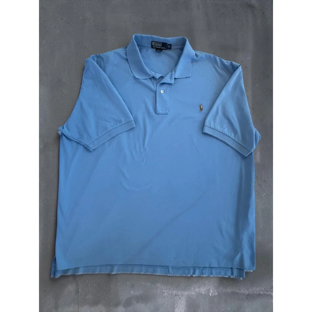 Polo Ralph Lauren Mens 2XB Light Blue Soft Pima Cotton Short Sleeve Polo Shirt
